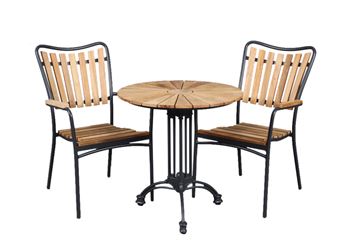 Havemøbelsæt - Teak ø 70 cm havebord med 2 stole Antracit aluminiumsstel